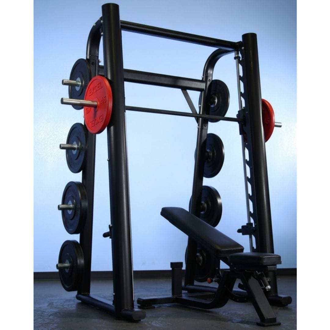Muscle D Fitness 85" / Black Smith Machine(85", 93") - Muscle D Fitness - Commercial Grade Smith Machine Plate Storage Black Silver