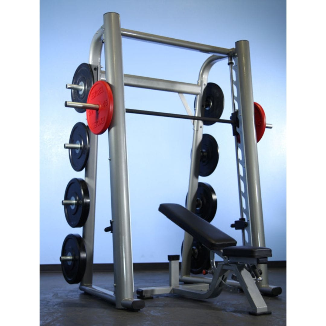Muscle D Fitness 85" / Silver Smith Machine(85", 93") - Muscle D Fitness - Commercial Grade Smith Machine Plate Storage Black Silver