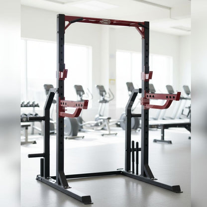 Muscle D Fitness Compact Half Cage - Muscle D Fitness - Bar & Plate Storage and Dip Station Included
