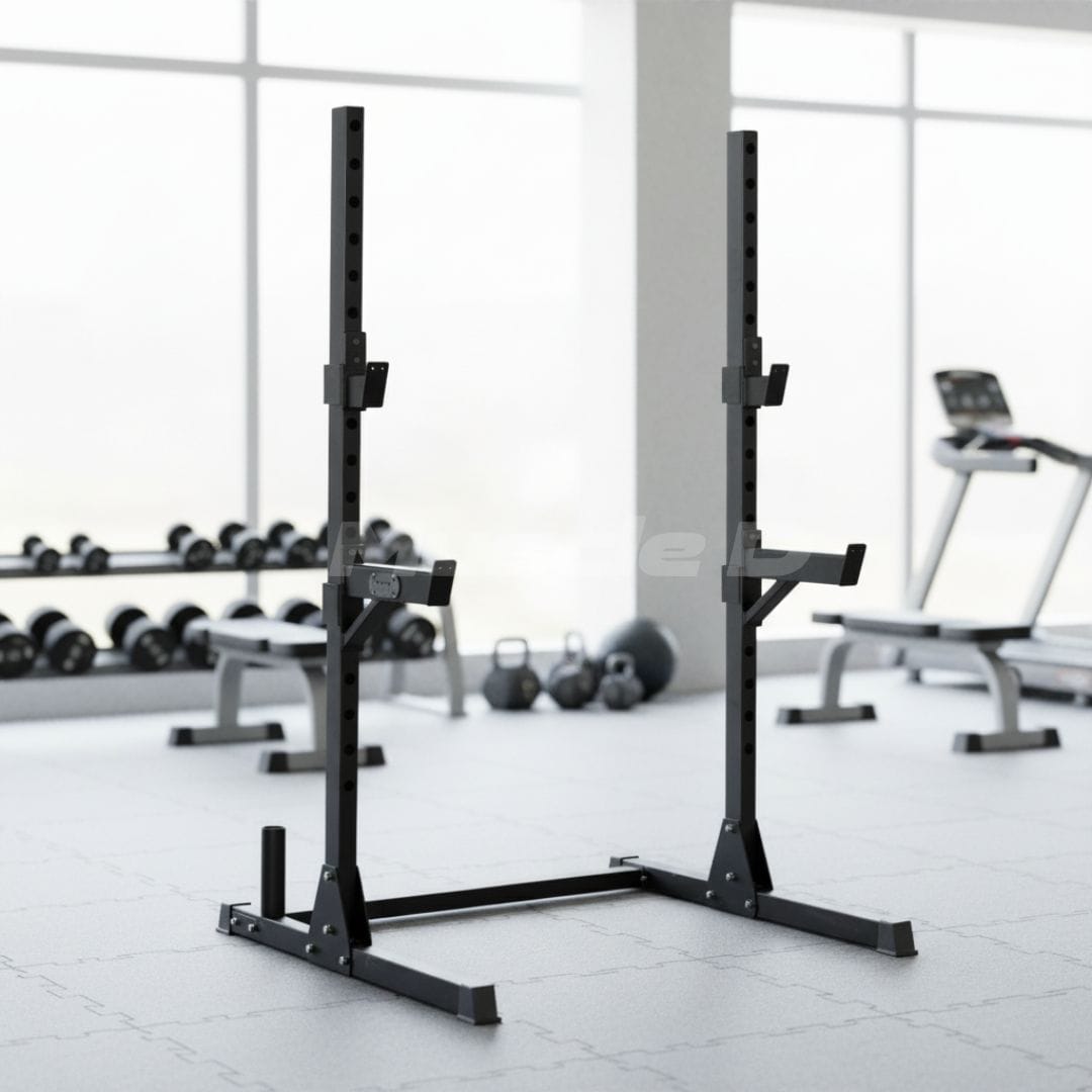 Muscle D Fitness Compact Squat Stand - Muscle D Fitness - Adjustable Safety Guards - Vertical Bar Storage - Home Gym