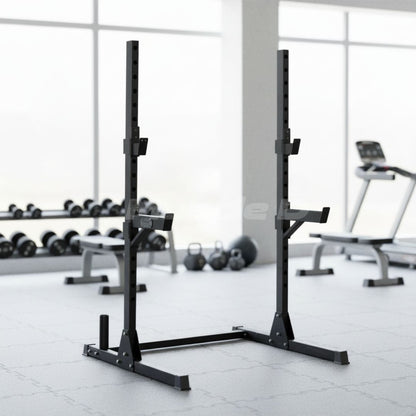 Muscle D Fitness Compact Squat Stand - Muscle D Fitness - Adjustable Safety Guards - Vertical Bar Storage - Home Gym