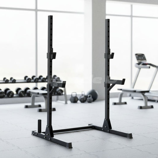 Muscle D Fitness Compact Squat Stand - Muscle D Fitness - Adjustable Safety Guards - Vertical Bar Storage - Home Gym