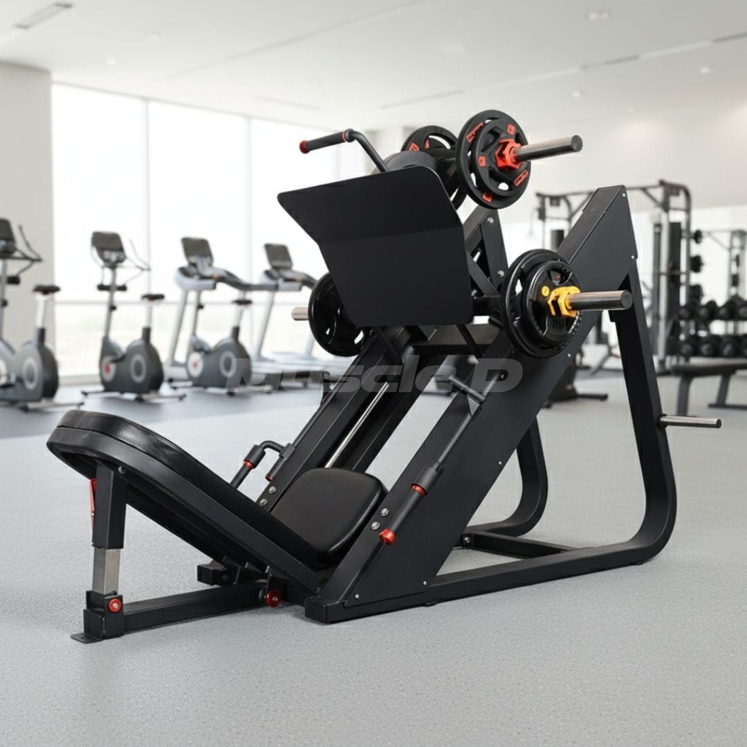 Muscle D Fitness Plate Loaded Excel Linear Leg Press - Muscle D Fitness - Plate Load Leg Press - Adjustable Back Pad - Plate Storge Pegs
