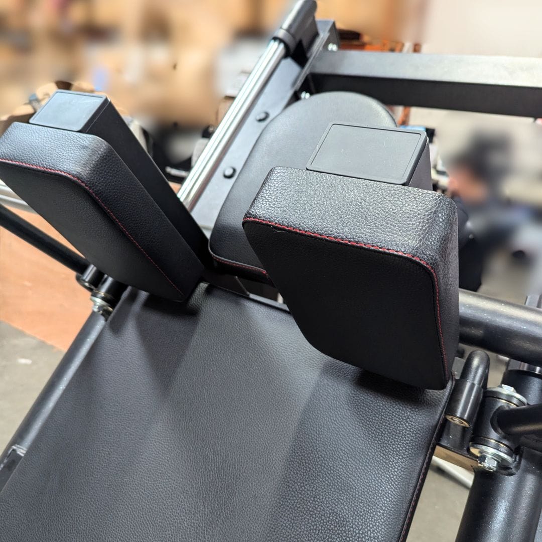 Muscle D Fitness Plate Loaded Excel Open Linear Bearing Hack Squat - Muscle D Fitness - Plate Load Squat Machine - Plate Storage Pegs - Adjustable Foot Plate