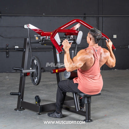 Muscle D Fitness Plate Loaded Power Leverage V2 Rotary Lat Pulldown – Iso-Lateral Commercial Gym Machine