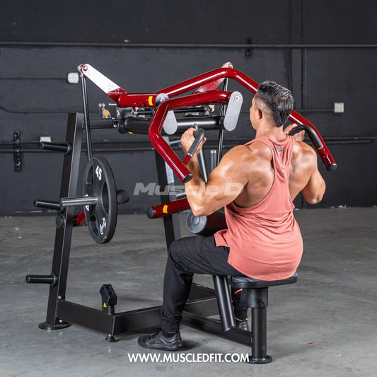 Muscle D Fitness Plate Loaded Power Leverage V2 Rotary Lat Pulldown – Iso-Lateral Commercial Gym Machine