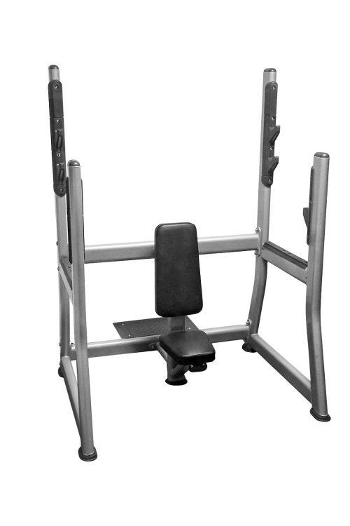 Olympic Military Bench - Muscle D Fitness - 11 Gauge Steel - Commercial Upholstery - Weight Storage Pegs - Grit Grind Strength