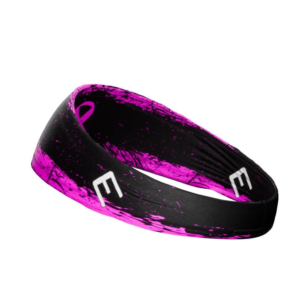 Pink Splattered Breast Cancer Headband - Grit Grind Strength