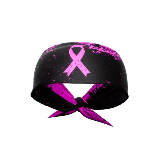 Pink Splattered Breast Cancer Tie Headband - Grit Grind Strength
