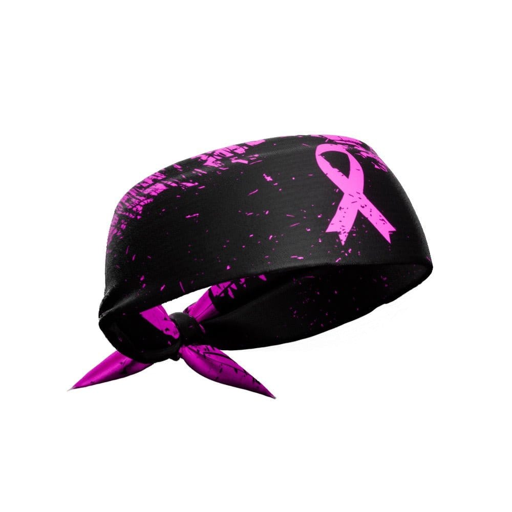 Pink Splattered Breast Cancer Tie Headband - Grit Grind Strength