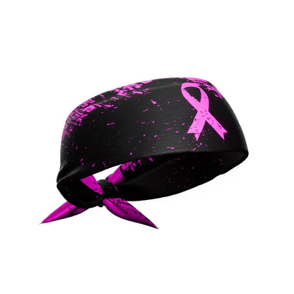 Pink Splattered Breast Cancer Tie Headband - Grit Grind Strength