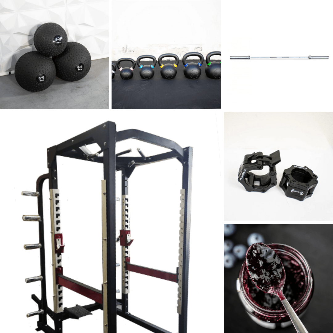 Power Cage Complete Weight Set - Muscle D Fitness - Commercial Squat Rack - Functional Pull - Up Bar - 10 Weight Storage Pegs - Power Rack - Grit Grind Strength
