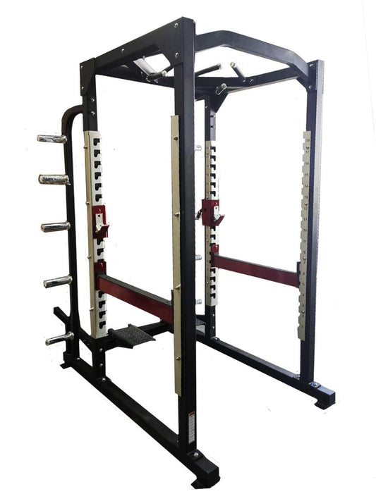 Power Cage - Muscle D Fitness - Commercial Squat Rack - Functional Pull - Up Bar - 10 Weight Storage Pegs - Power Rack - Grit Grind Strength