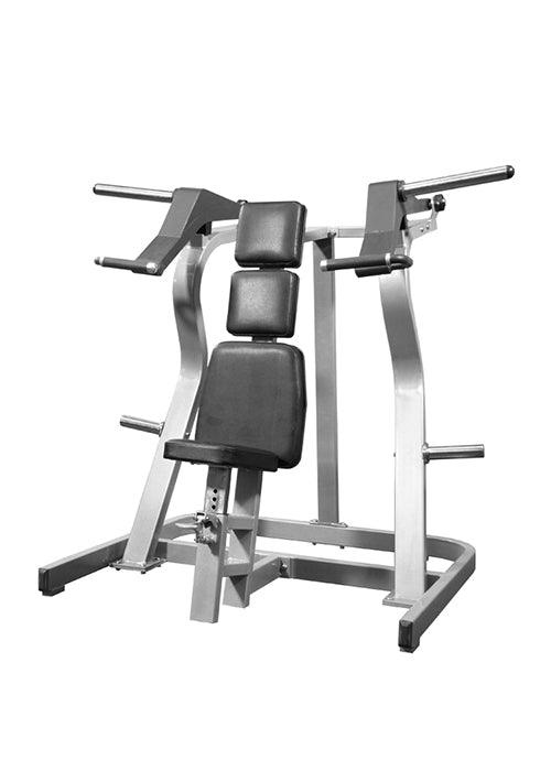Power Leverage Iso Lateral Shoulder Press - Muscle D Fitness - Adjustable Seat - Weight Storage Pegs - Plate Load MIlitary Press - Grit Grind Strength