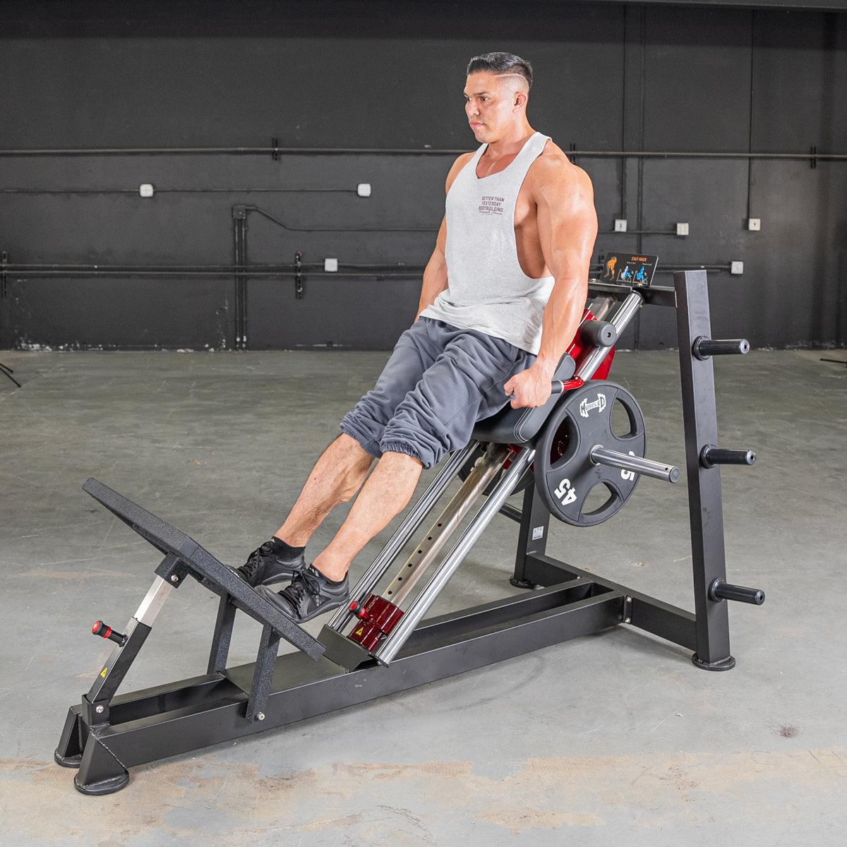 Power Leverage V2 Hack Squat / Calf Raise - Muscle D Fitness - Grit Grind Strength