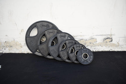 Pro Rubber Olympic Plates - Per Pair - Muscle D Fitness - High - Quality Virgin Rubber Olympic Plates - Grit Grind Strength