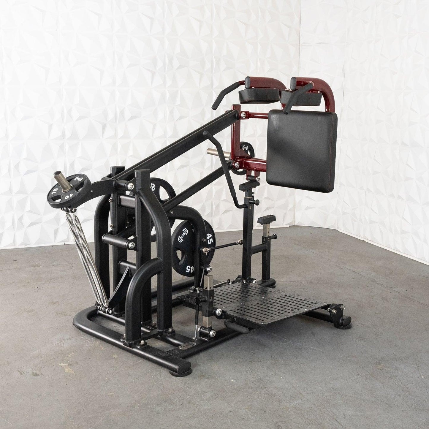 Pro Strength Drop Squat - Muscle D Fitness - Adjustable Plate Loaded Squat Machine - Grit Grind Strength