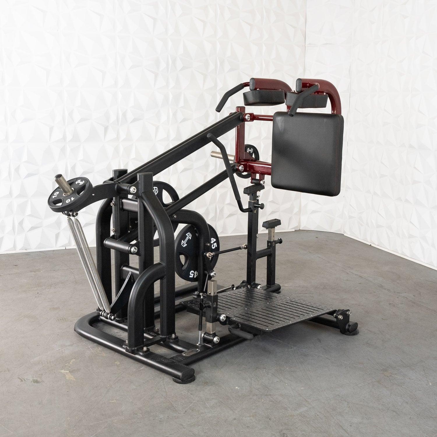 Pro Strength Drop Squat - Muscle D Fitness - Adjustable Plate Loaded Squat Machine - Grit Grind Strength