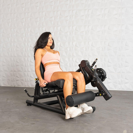 Pro Strength Leg Extension / Prone Leg Curl Combo - Muscle D Fitness - Plate Loaded Quad & Hamstring Machine - Grit Grind Strength
