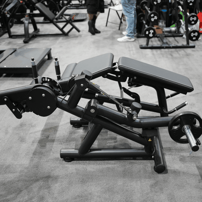 Pro Strength Leg Extension / Prone Leg Curl Combo - Muscle D Fitness - Plate Loaded Quad & Hamstring Machine - Grit Grind Strength