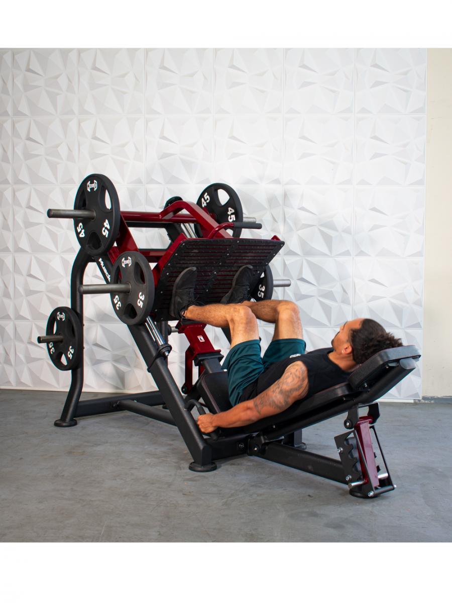 Pro Strength Linear Bearing Leg Press - Muscle D Fitness - Adjustable Back Pad - Plate Loaded - Grit Grind Strength