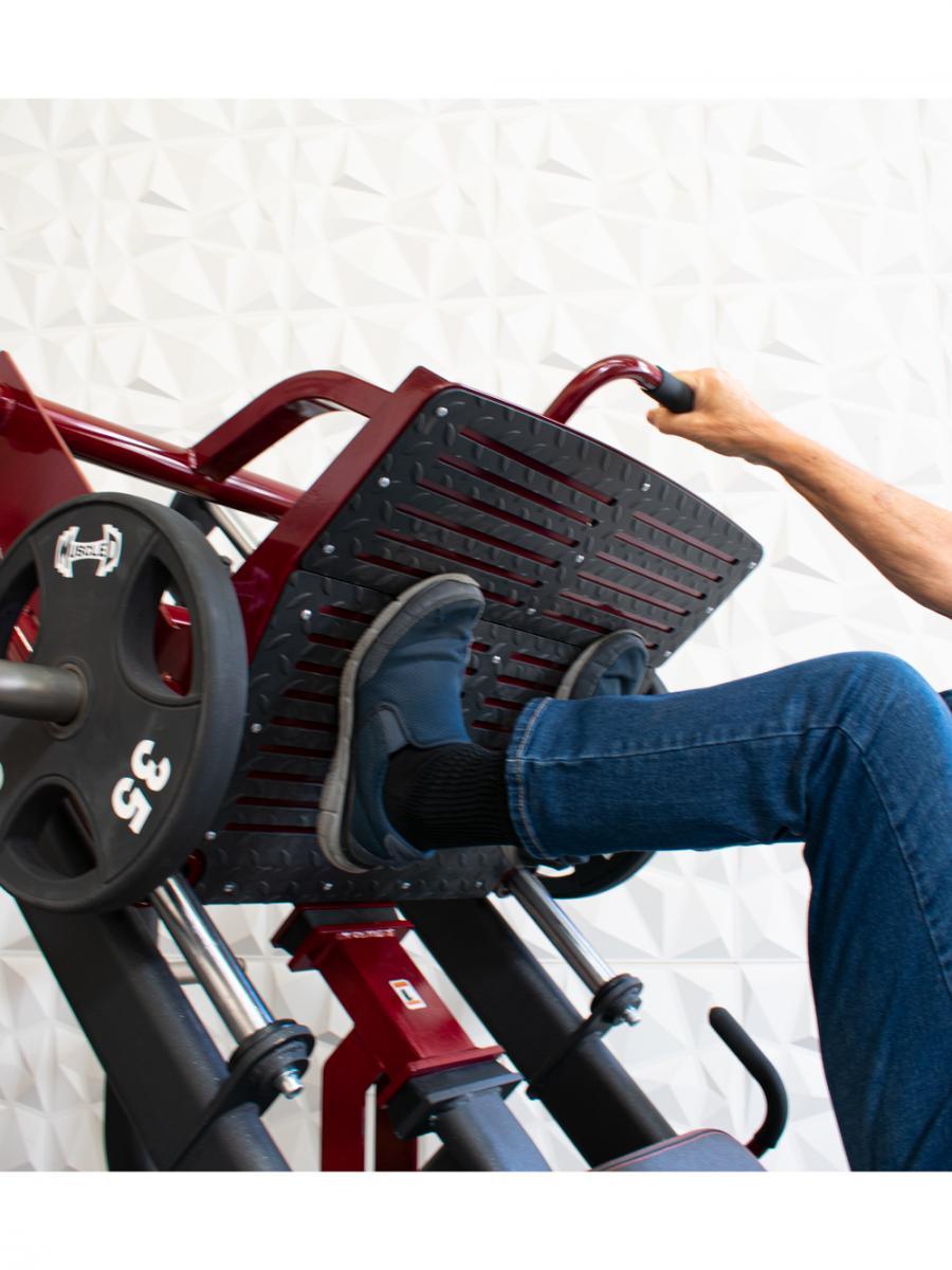 Pro Strength Linear Bearing Leg Press - Muscle D Fitness - Adjustable Back Pad - Plate Loaded - Grit Grind Strength