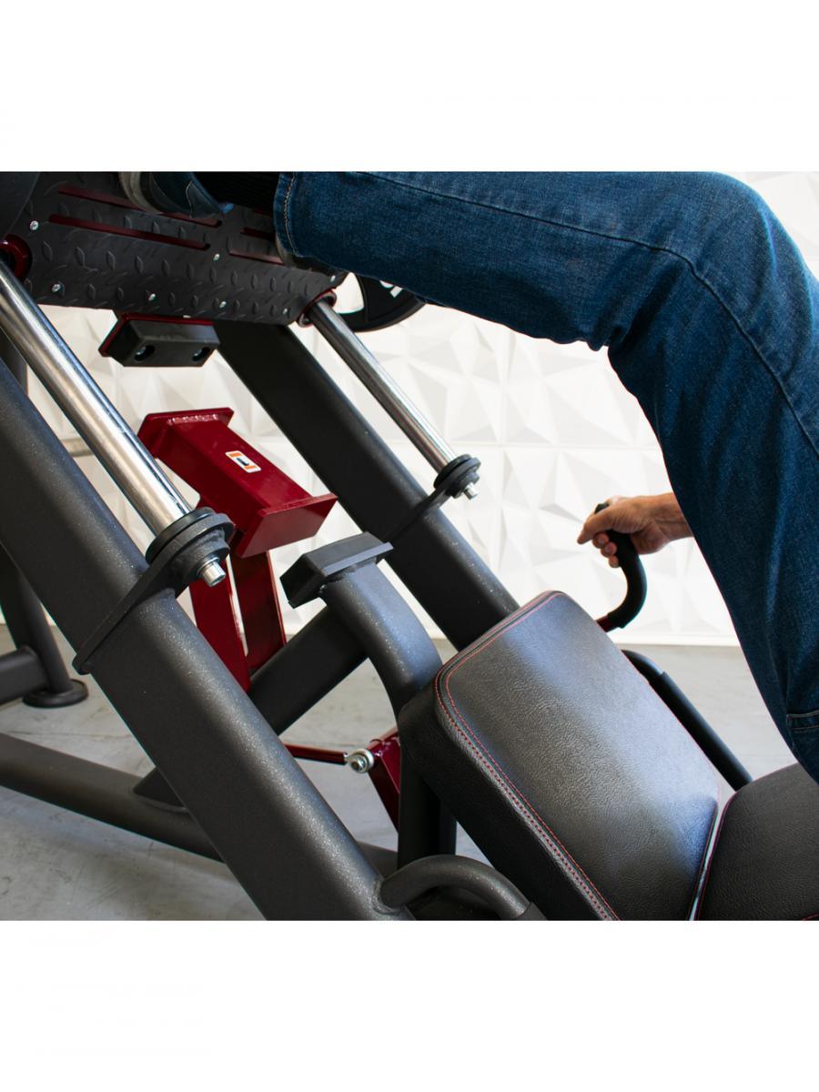 Pro Strength Linear Bearing Leg Press - Muscle D Fitness - Adjustable Back Pad - Plate Loaded - Grit Grind Strength