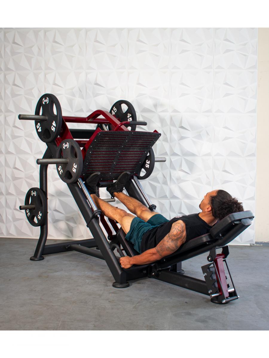 Pro Strength Linear Bearing Leg Press - Muscle D Fitness - Adjustable Back Pad - Plate Loaded - Grit Grind Strength