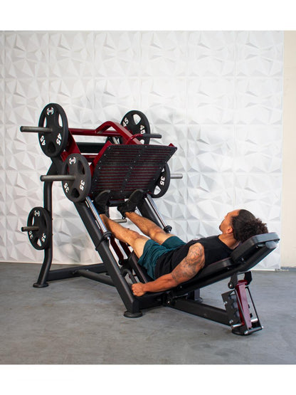 Pro Strength Linear Bearing Leg Press - Muscle D Fitness - Adjustable Back Pad - Plate Loaded - Grit Grind Strength