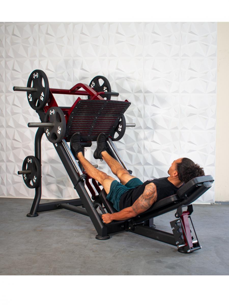 Pro Strength Linear Bearing Leg Press - Muscle D Fitness - Adjustable Back Pad - Plate Loaded - Grit Grind Strength
