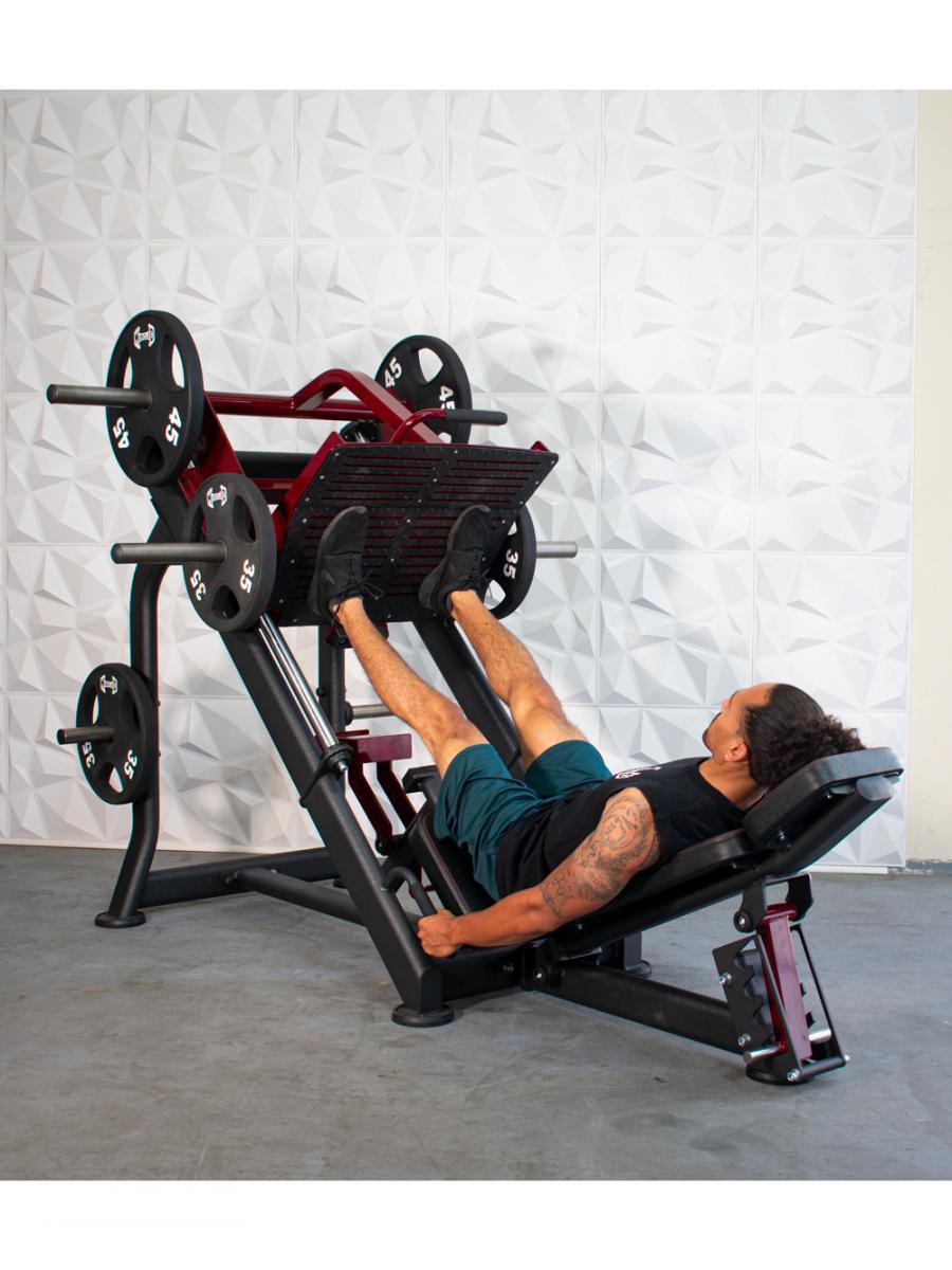 Pro Strength Linear Bearing Leg Press - Muscle D Fitness - Adjustable Back Pad - Plate Loaded - Grit Grind Strength
