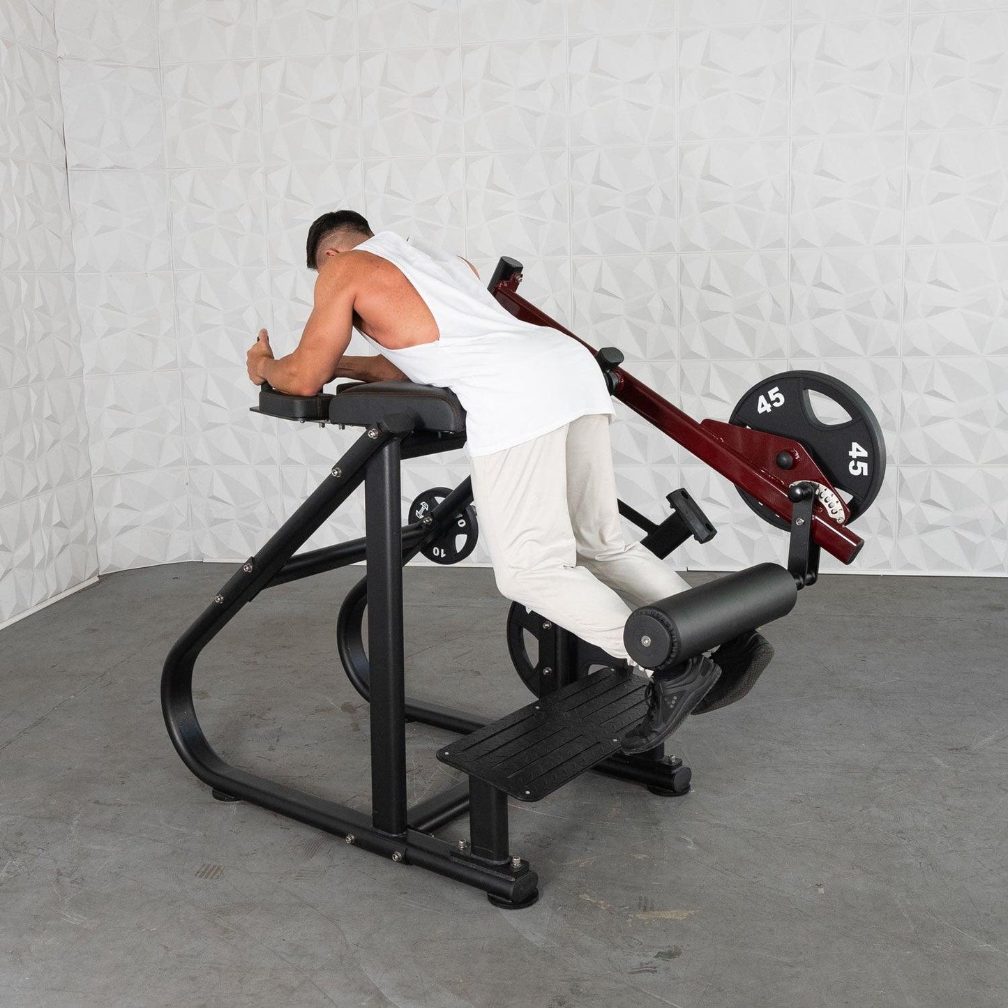 Pro Strength Reverse Hyper - Muscle D Fitness - Adjustable Roller Pad, Plate Loaded - Grit Grind Strength