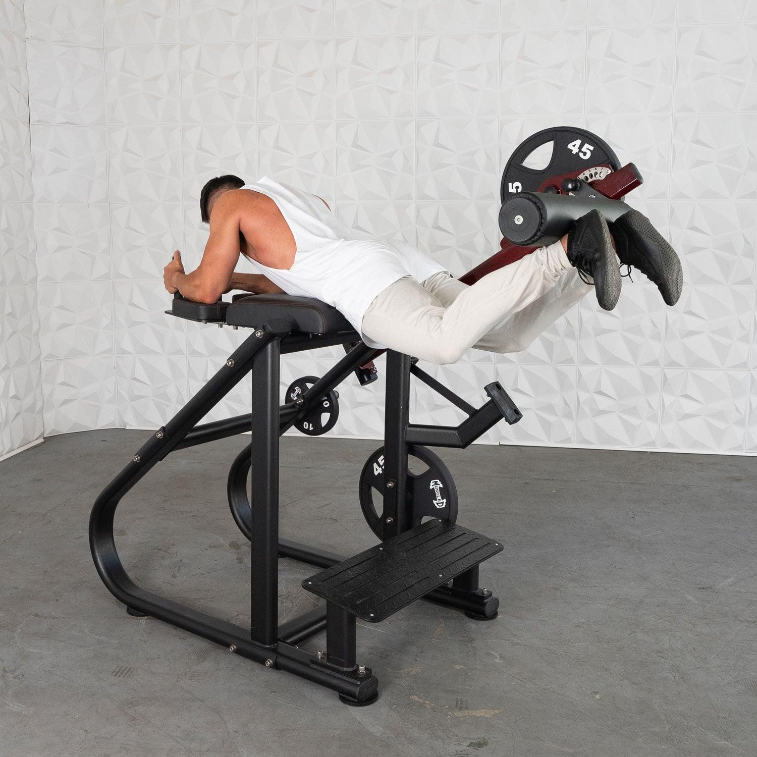 Pro Strength Reverse Hyper - Muscle D Fitness - Adjustable Roller Pad, Plate Loaded - Grit Grind Strength