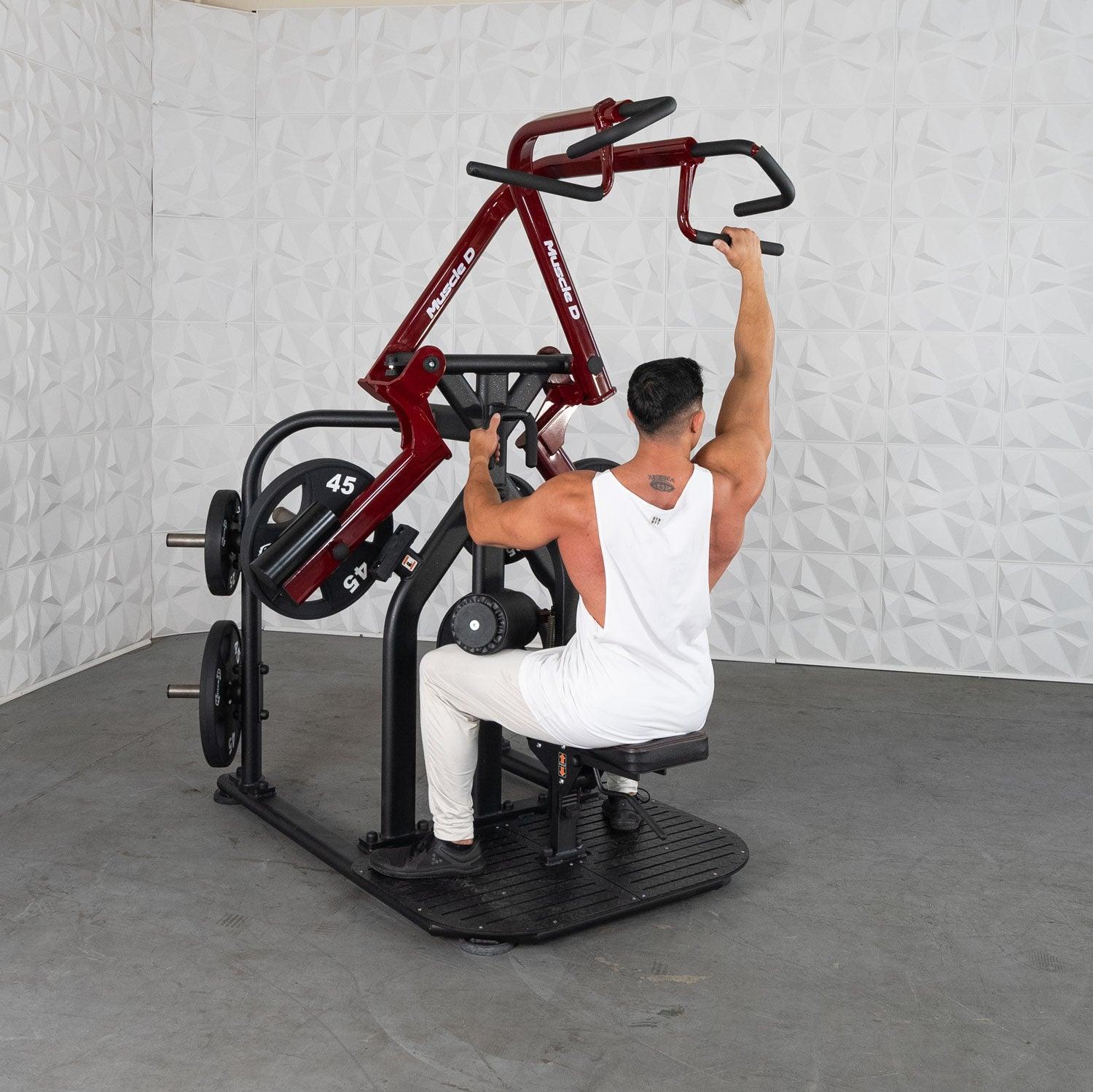 Pro Strength Rotary Lat Pull - Down - Muscle D Fitness - Premium - Adjustable - Plate Loaded - Lat Training - Grit Grind Strength