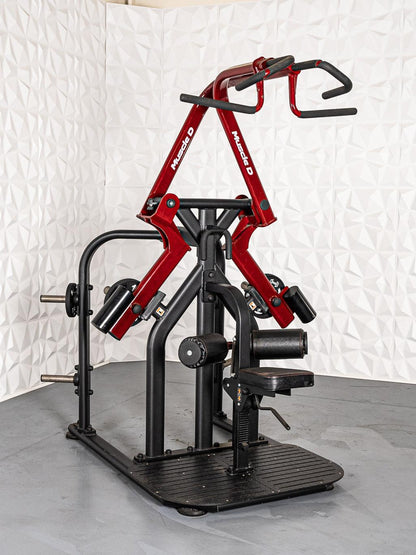 Pro Strength Rotary Lat Pull - Down - Muscle D Fitness - Premium - Adjustable - Plate Loaded - Lat Training - Grit Grind Strength