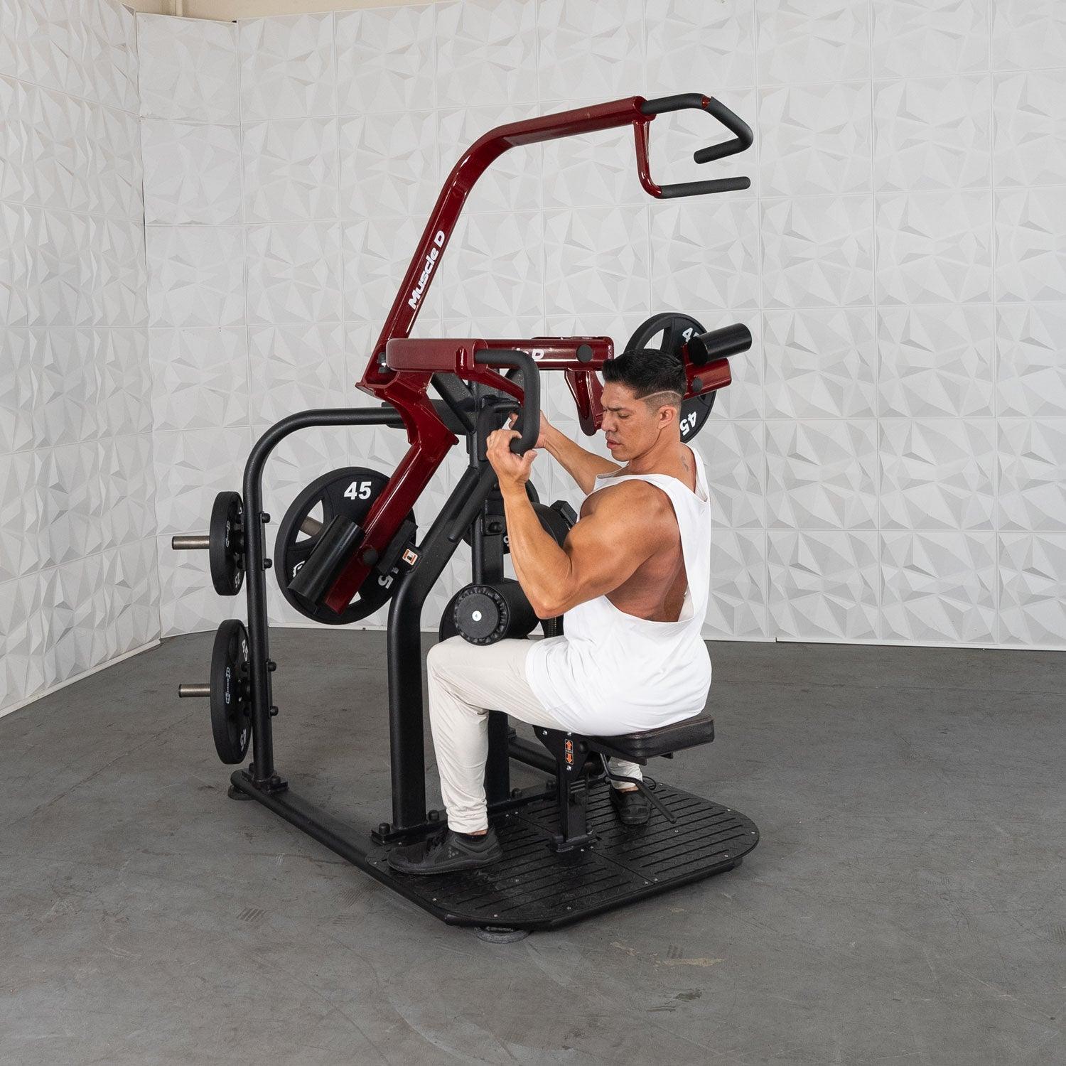 Pro Strength Rotary Lat Pull - Down - Muscle D Fitness - Premium - Adjustable - Plate Loaded - Lat Training - Grit Grind Strength
