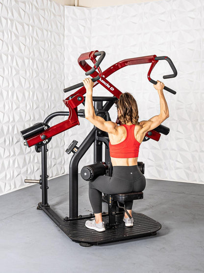 Pro Strength Rotary Lat Pull - Down - Muscle D Fitness - Premium - Adjustable - Plate Loaded - Lat Training - Grit Grind Strength