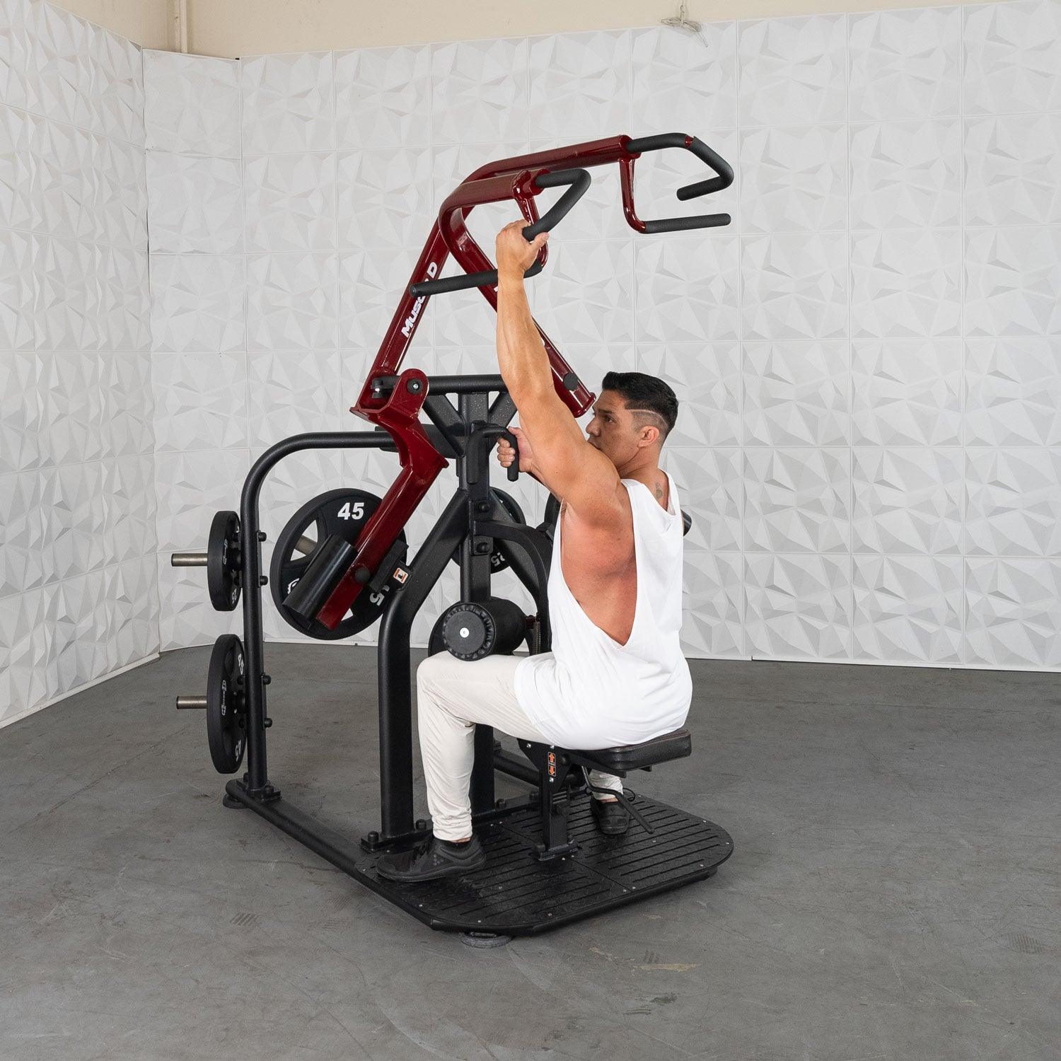 Pro Strength Rotary Lat Pull - Down - Muscle D Fitness - Premium - Adjustable - Plate Loaded - Lat Training - Grit Grind Strength