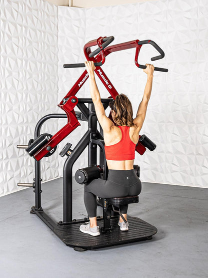 Pro Strength Rotary Lat Pull - Down - Muscle D Fitness - Premium - Adjustable - Plate Loaded - Lat Training - Grit Grind Strength