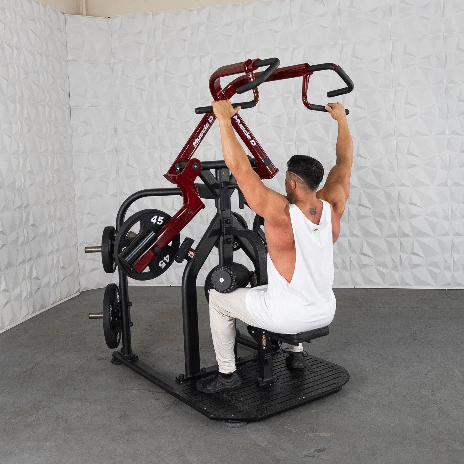 Pro Strength Rotary Lat Pull - Down - Muscle D Fitness - Premium - Adjustable - Plate Loaded - Lat Training - Grit Grind Strength