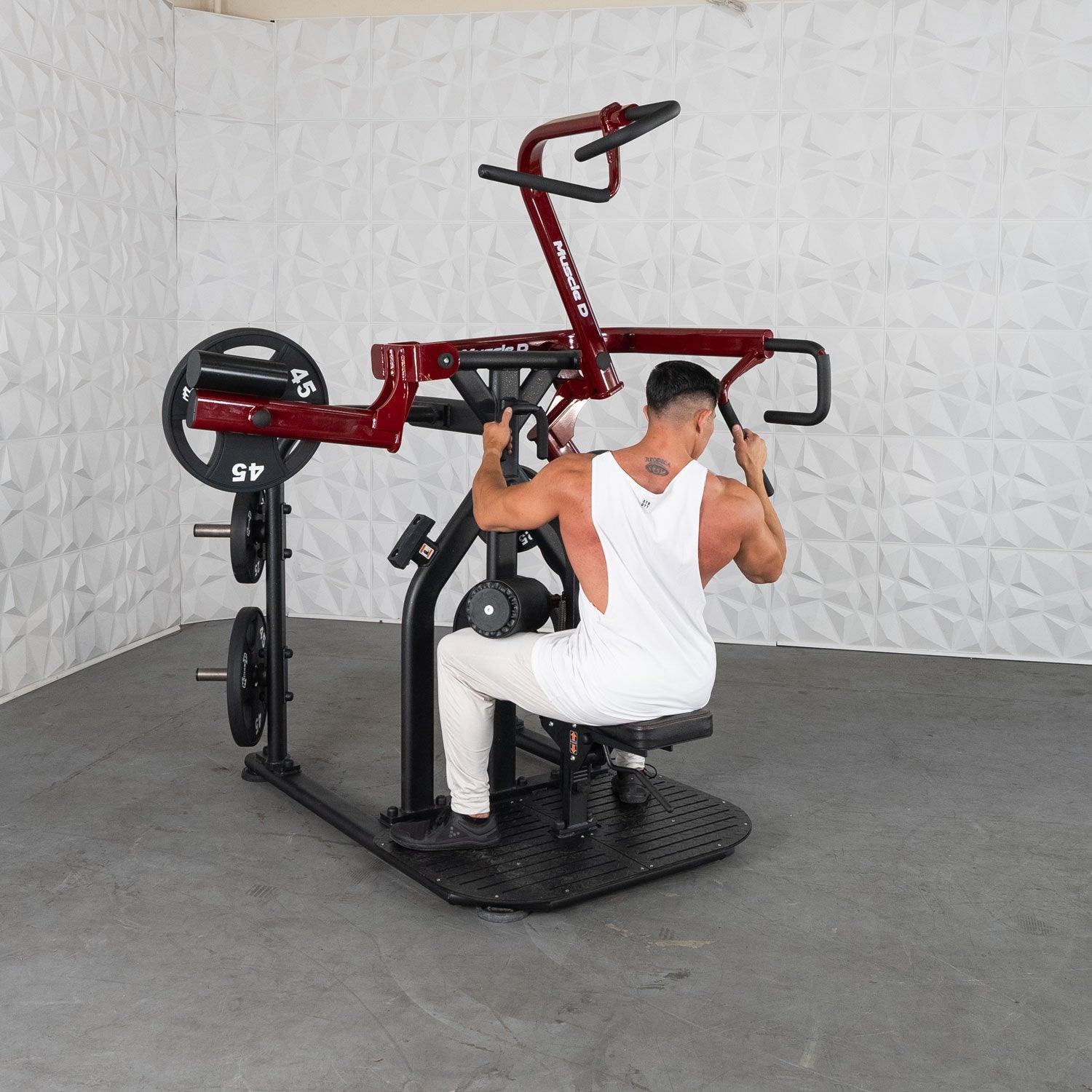 Pro Strength Rotary Lat Pull - Down - Muscle D Fitness - Premium - Adjustable - Plate Loaded - Lat Training - Grit Grind Strength