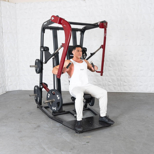 Pro Strength Wide Chest Press - Muscle D Fitness - Premium Adjustable Plate Loaded Bench Press - Grit Grind Strength