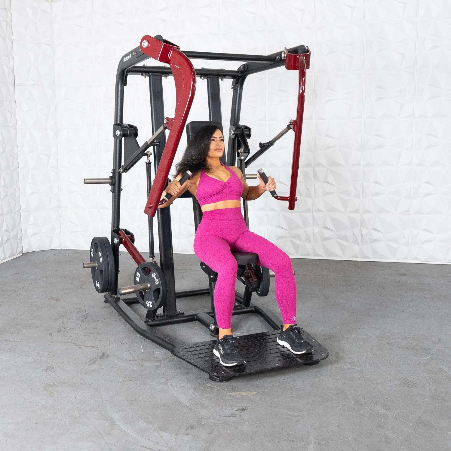 Pro Strength Wide Chest Press - Muscle D Fitness - Premium Adjustable Plate Loaded Bench Press - Grit Grind Strength