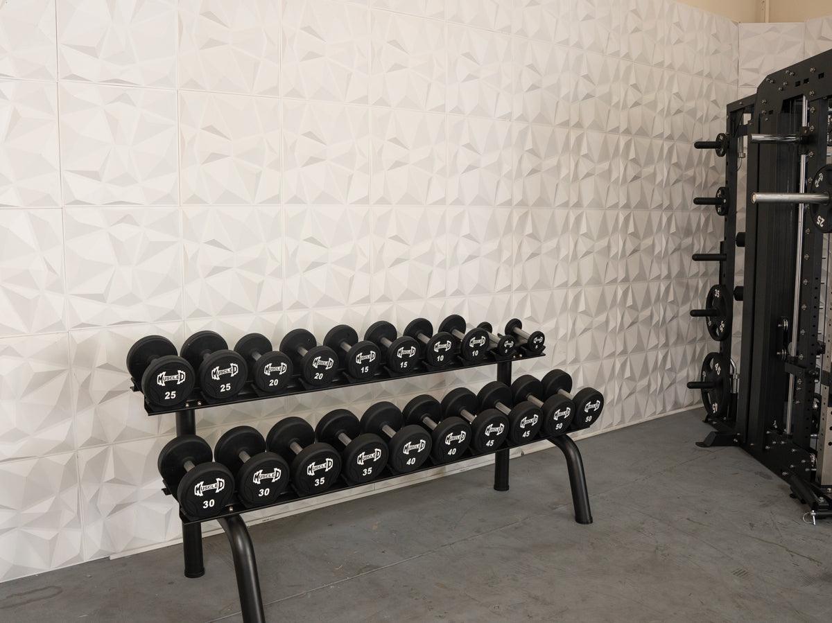 Pro Urethane Dumbbells - Muscle D Fitness - Quality Knurled Handles - Solid Design - Grit Grind Strength