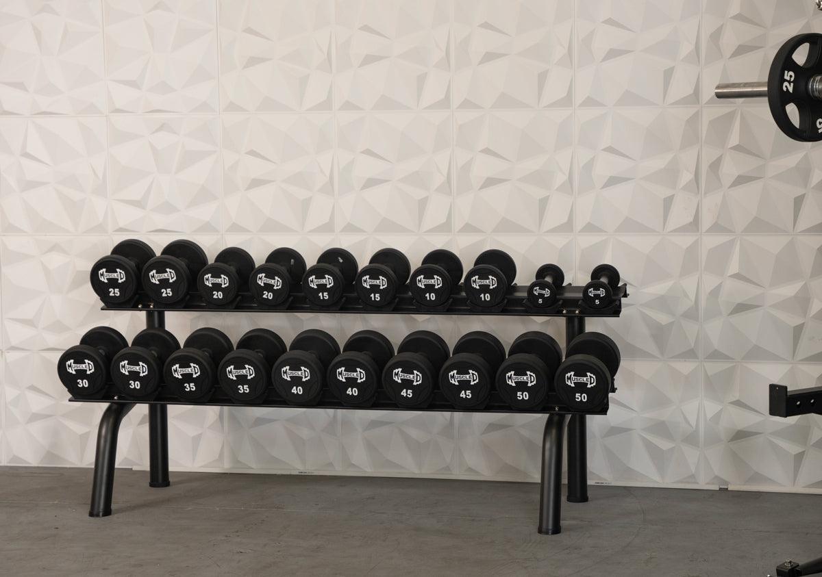Pro Urethane Dumbbells - Muscle D Fitness - Quality Knurled Handles - Solid Design - Grit Grind Strength