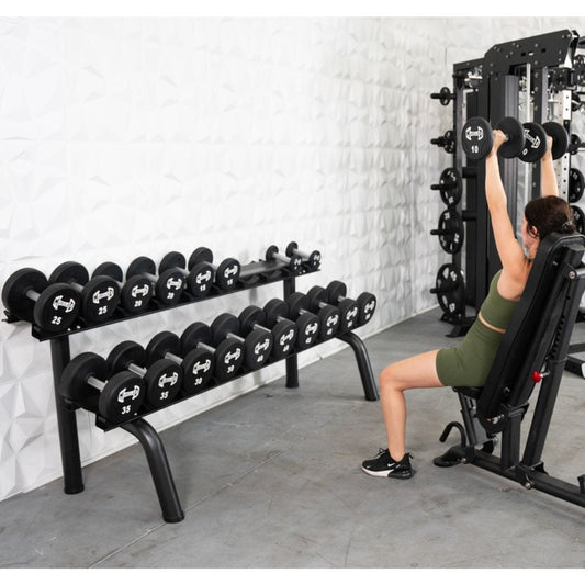 Pro Urethane Dumbbells - Muscle D Fitness - Quality Knurled Handles - Solid Design - Grit Grind Strength