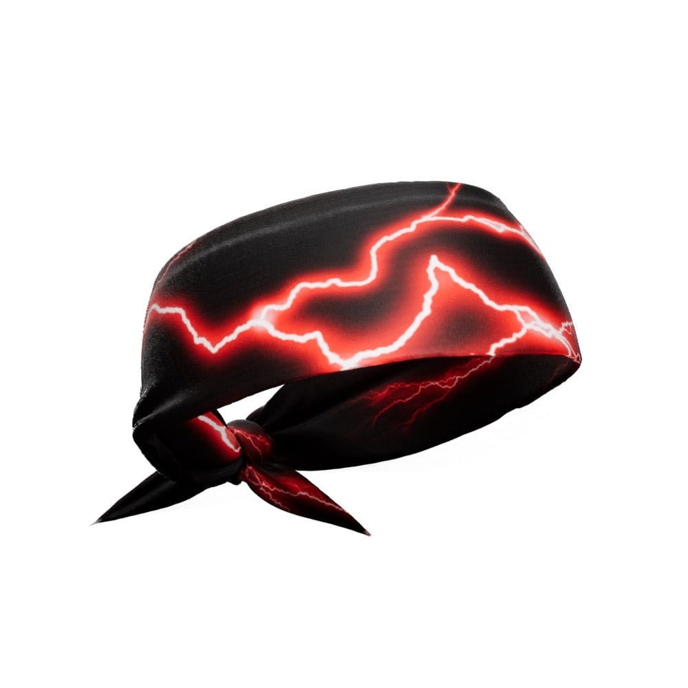 Red Lightning Tie Headband - Grit Grind Strength