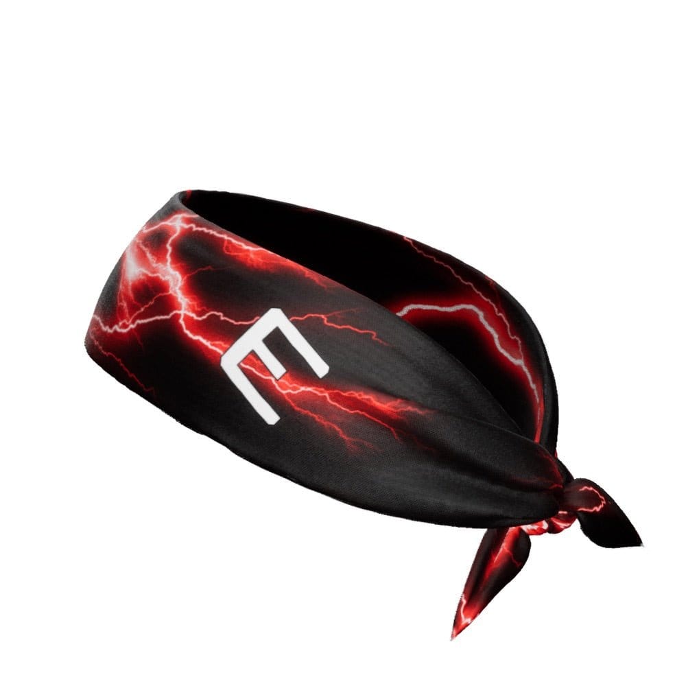 Red Lightning Tie Headband - Grit Grind Strength