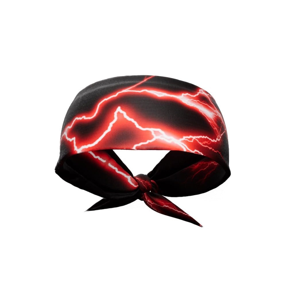 Red Lightning Tie Headband - Grit Grind Strength