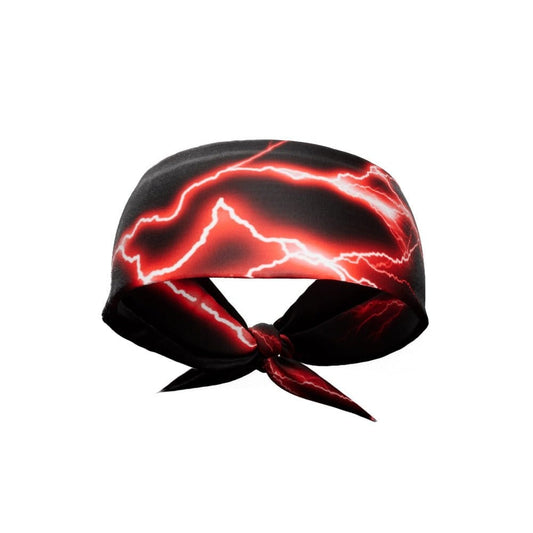 Red Lightning Tie Headband - Grit Grind Strength